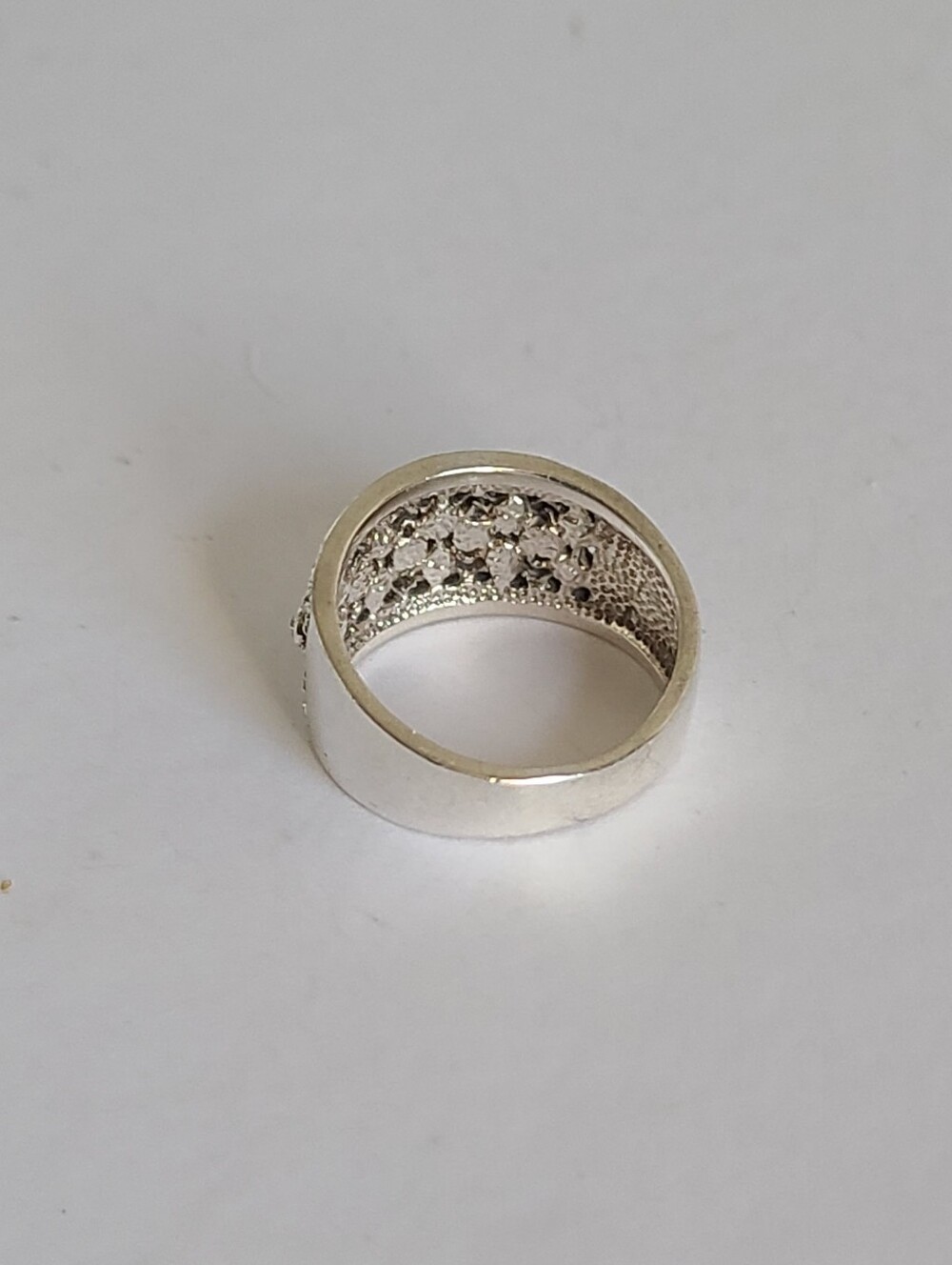 Elegant Sterling Silver CZ Rhinestone Crystal Filigree Chunky Wide Band Ring 6 - Picture 14 of 15